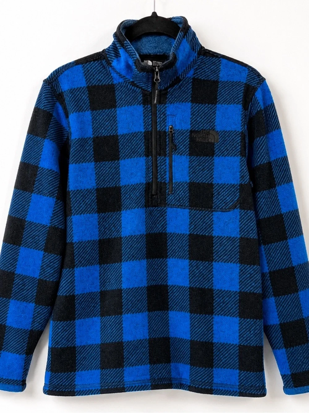 The North Face Buffalo‎ Plaid Black & Blue Quarter Zip Fleece Size Medium